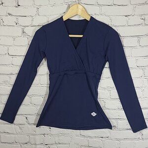 Vintage 80's Dehen Navy Blue‎ Top Girls Jr Small Cheer Dance Uniform Long Sleeve